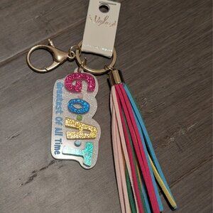 Sparkly GOAT Colorful Tassel Keychain Bag Charm